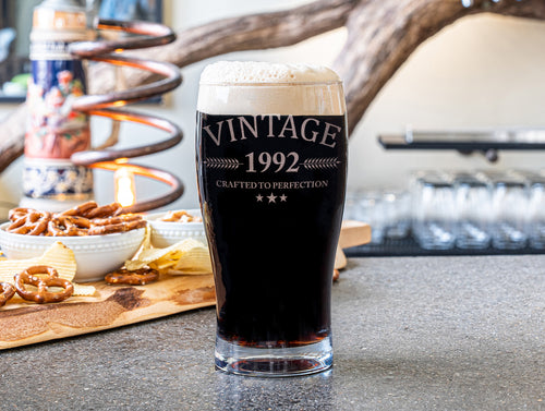 Vintage pub glass with custom year
