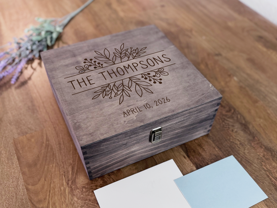 Personalized Wedding Memory Box – Custom Engraved Wooden Keepsake Box