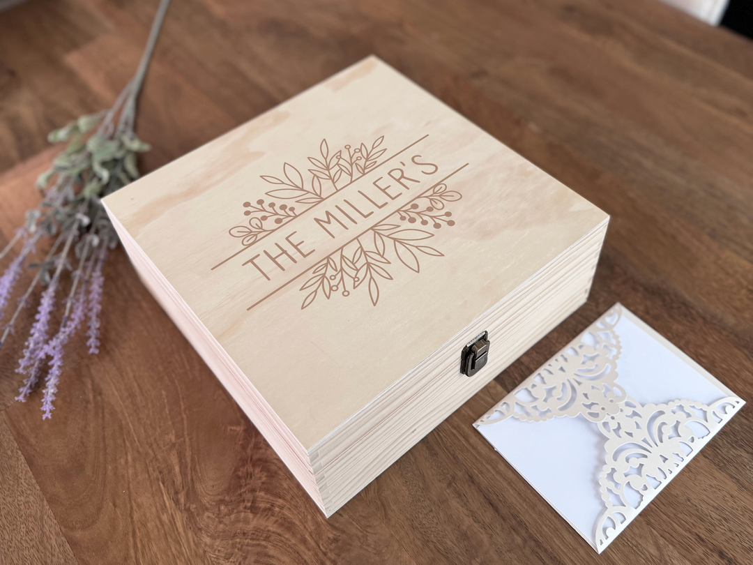 Personalized Wedding Memory Box – Custom Engraved Wooden Keepsake Box